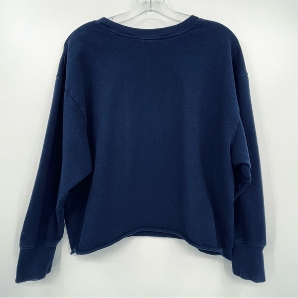 Gap Cropped Rainbow Striped Navy Sweatshirt - Picture 4 of 7